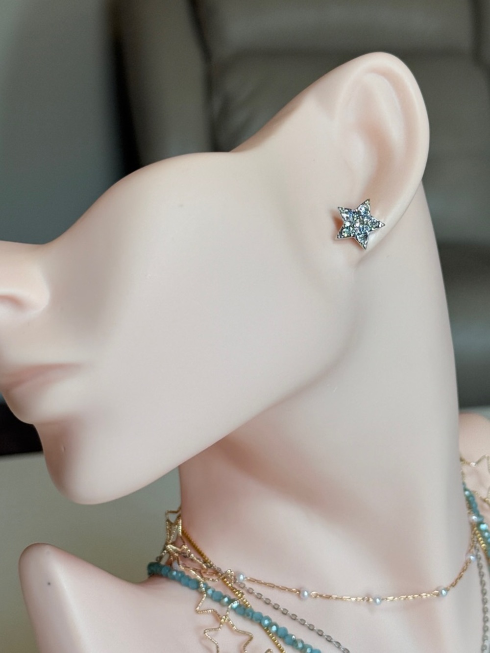 Delicate Silver Star Stud Earrings - Sparkling Clear Crystal